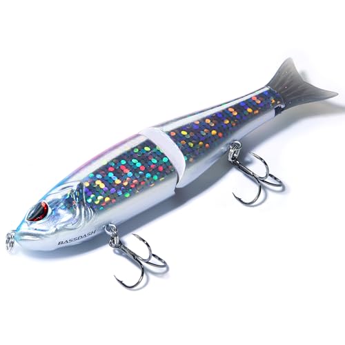 SwimShad Glide Baits Jointed Swimbait Bass Pike Salmon Trout Muskie Fishing Lure (Pink/Silver / 7in/2.2oz)