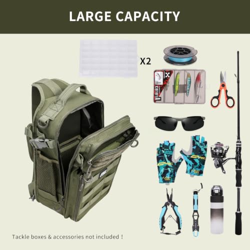 Fishing Backpack with Rod Holder (Green / Small)