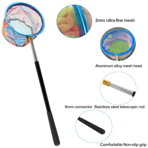 FishingNet2PieceSetRetractableNet forCatchingFrogs andTadpoles (Blue + Pink / 68.5)
