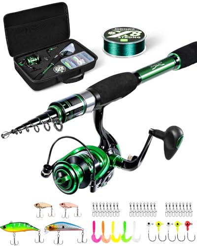 Telescopic Fishing Rod and Reel Combo (7 ft / Full Kit With Carrier Case)