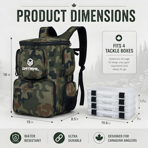 Fishing Tackle Backpack with 4 Tackle Boxes