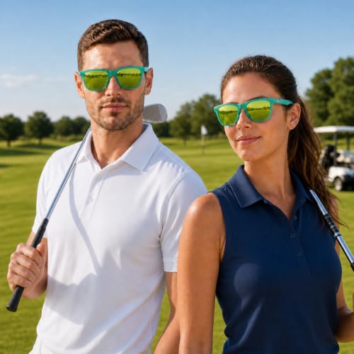 Polarized Golf Sunglasses and Hiking Sunglasses for Men Women (Green / Gold Mirror)