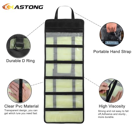 Fishing Lure Stroage Bag Covenient 6 Pocket Large Capacity PVC Heavy Duty Protective Cover Durable Fishing Bag for all Fishing Bait Trolling Fishing Lure Wraps Box for Saltwater (Yellow / 1pc)