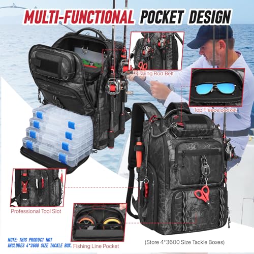 Fishing Tackle Backpack (B-Black Camo(Without tackle box))