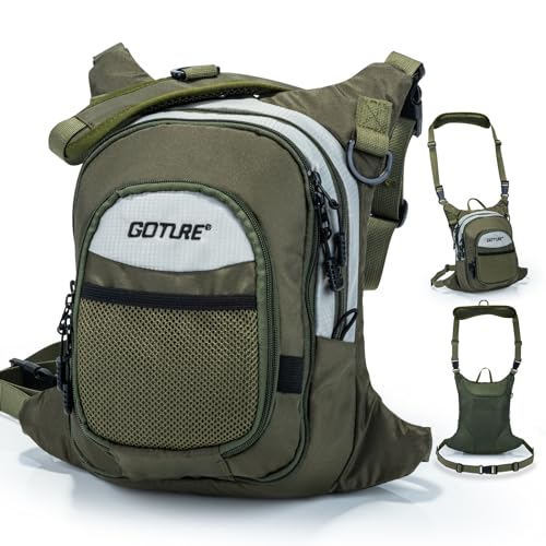 Fly Fishing Chest Pack Tackle Bag with Adjustable Neck&Waist Strap (A:Green)