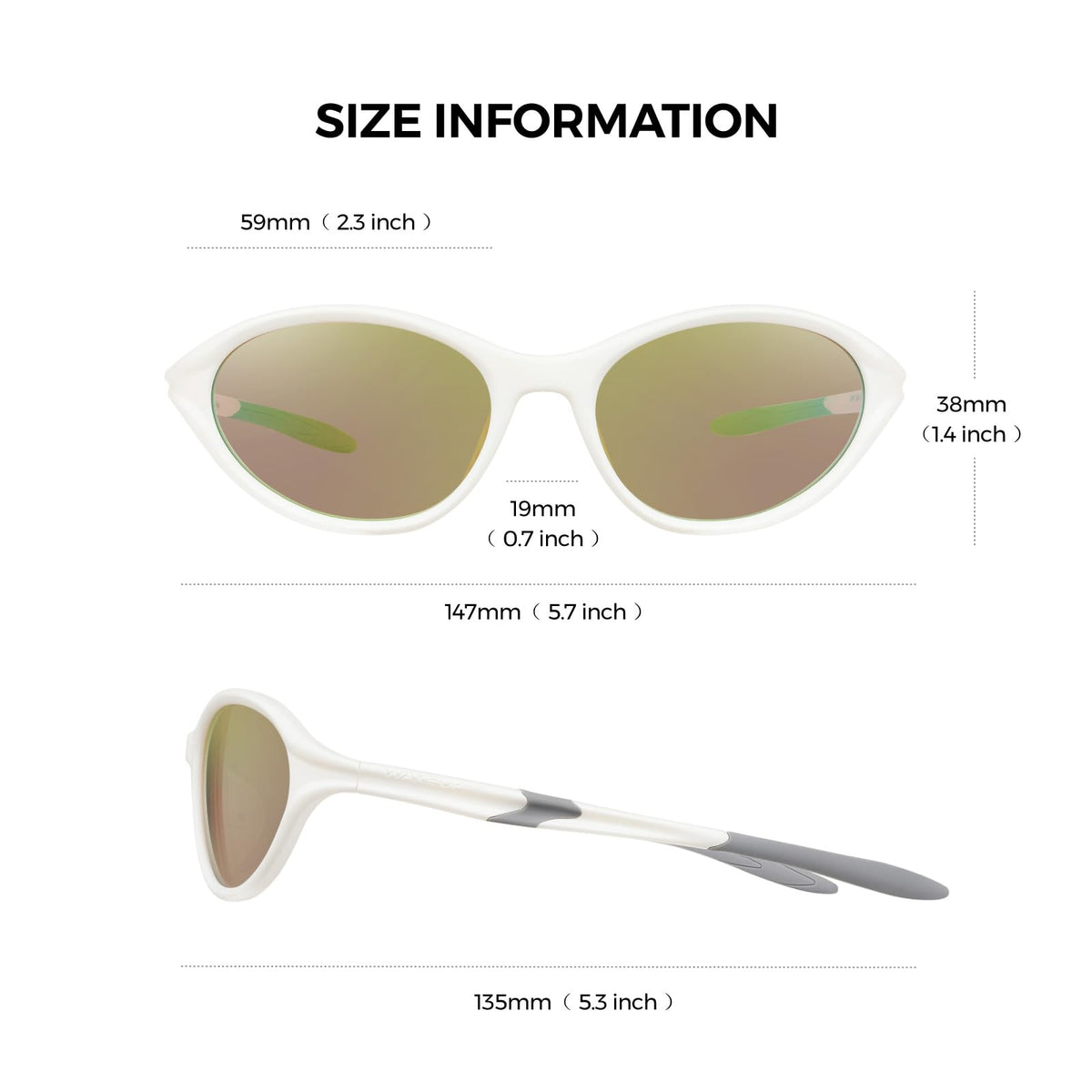 Cat Eye Polarized Wrap Around Sports Sunglasses for Men Women UV400 Protection Running Cycling Mountain Bike Baseball Sun Glasses (Beige 1009)