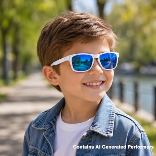3 Pack Kids Sunglasses Polarized UV Protection Shades for Boys and Girls (A07-blackblue+whiteblue+blackgreen)