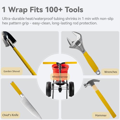 Hex Pattern Heat Shrink Wrap for Golf Club (30mm dia. x 5.25 ft long / Yellow)