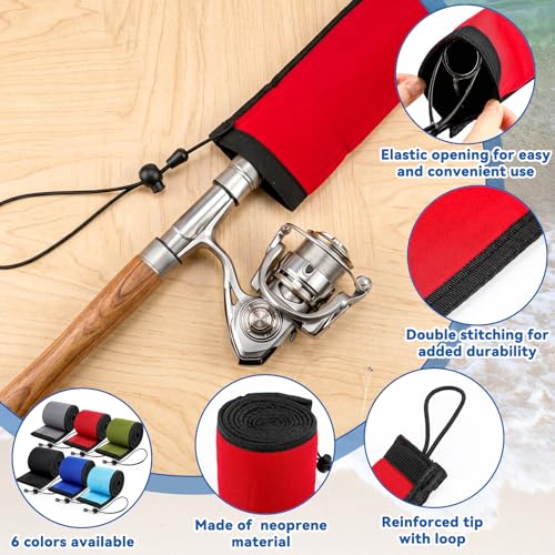 6 Pack Neoprene Fishing Rod Sleeves (65" / Solid Color)