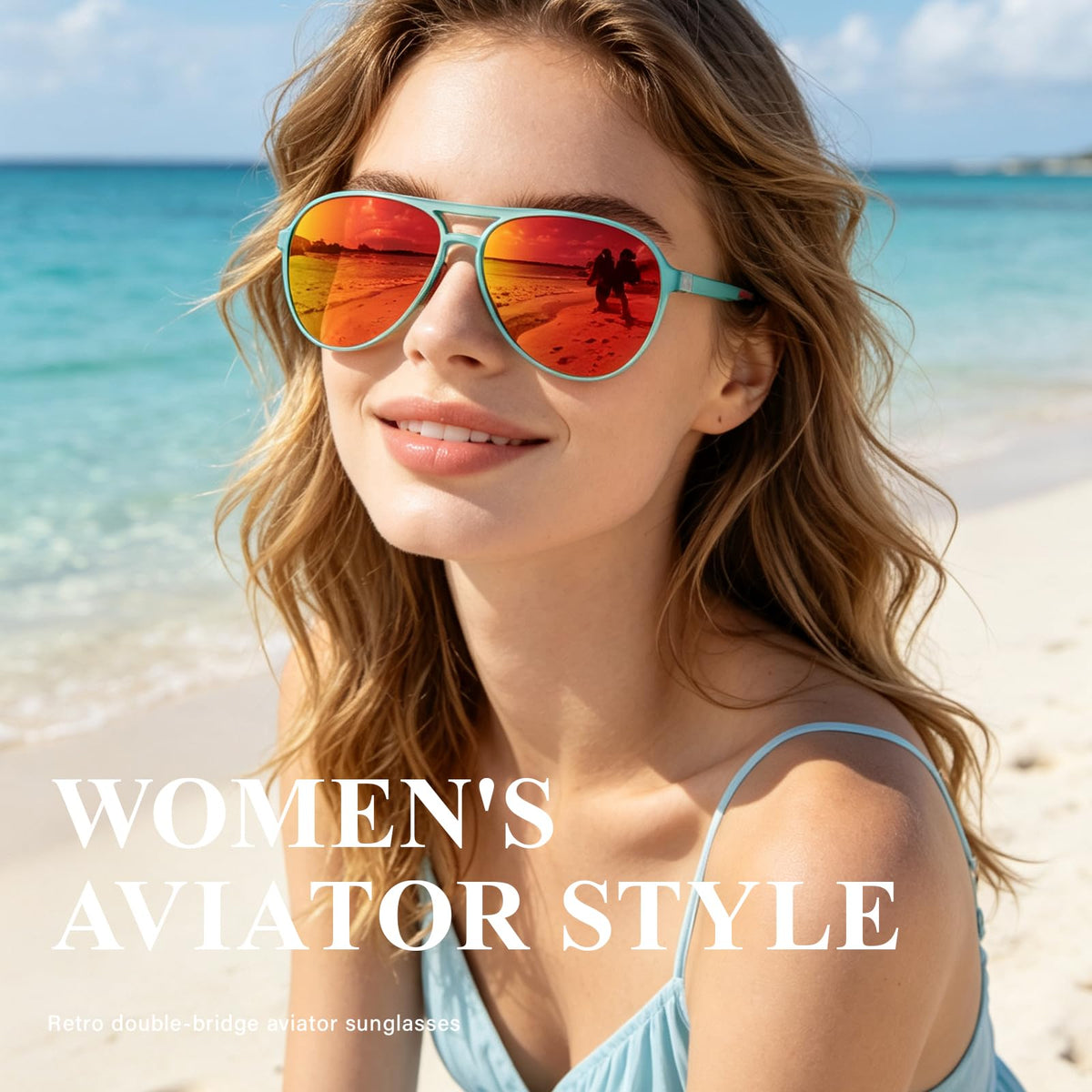 Women's Polarized Aviator Sunglasses Tangle (Green Red)