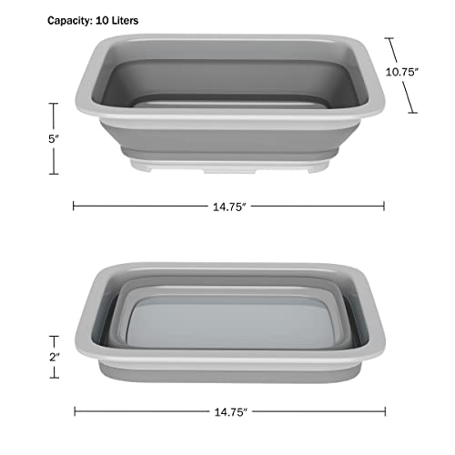 Collapsible Trash Can and Camp Sink Set (Gray and Green)