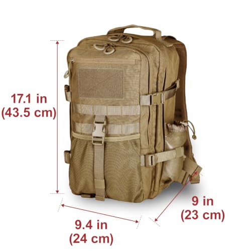 Military Tactical Backpack for Men 25L Molle Hiking Daypack (Coyote Brown)
