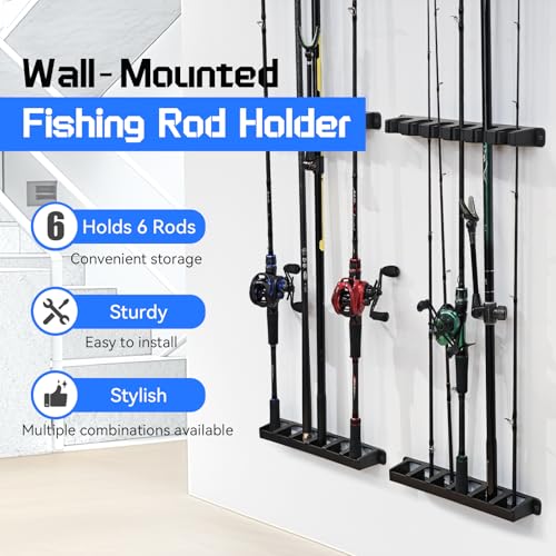Fishing Rod Holder for Garage Fishing Pole Holders Fishing Rod Rack Vertical Wall