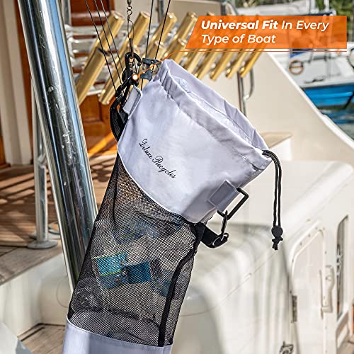 Portable Mesh Trash Bag for Boat (White)