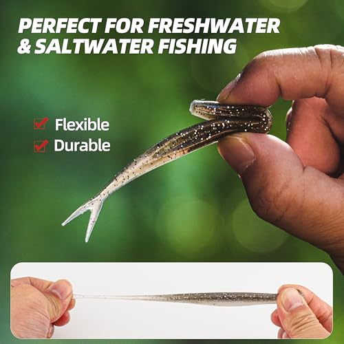 Fork Tail Soft Lures (4 Inch-40pcs / Smokin Shad)