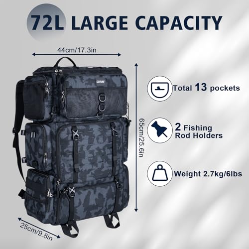 Fishing Tackle Backpack with Cooler (Camo (Only Bag, Without Tackle Box))