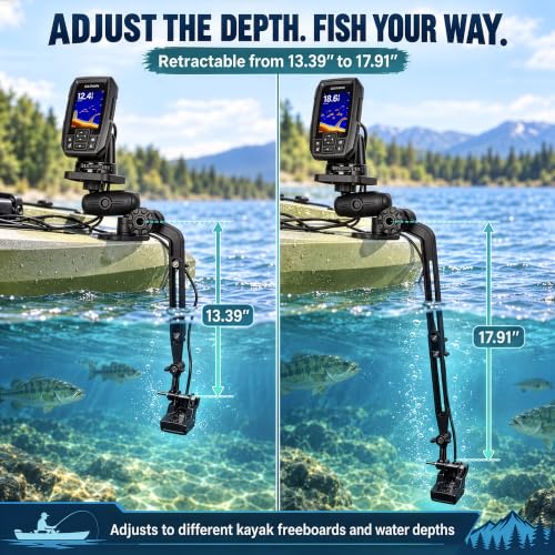 Kayak Fish Finder Mount with Adjustable Transducer Mounting Arm (Small)