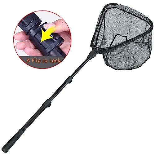 Fishing Landing Net with Telescoping Pole Handle Extends to 63 inches (K: Aircraft-grade Aluminum Handle, 82" Full)