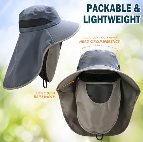 Waterproof Wide Brim Sun Hat with Neck Flap for Hiking