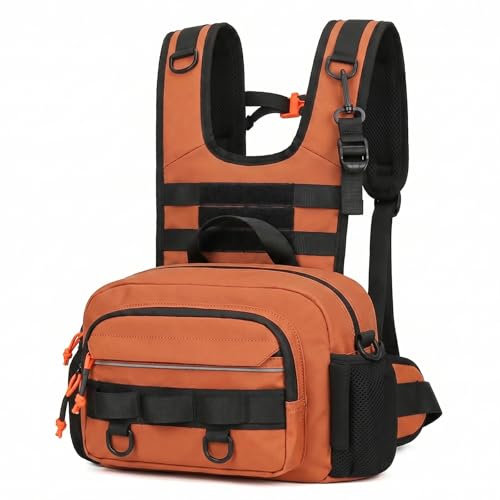 Fishing Chest Pack with Rod Holder (Orange)