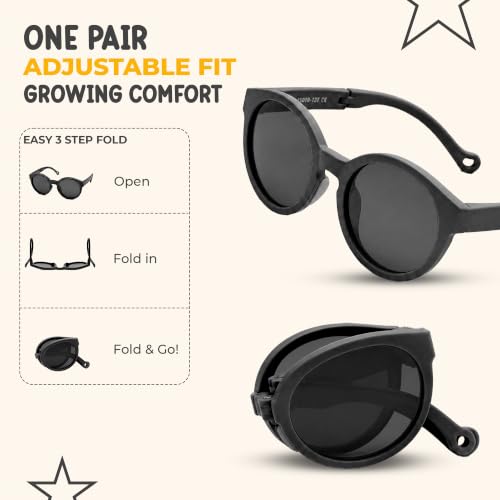 Kids Polarized Sunglasses for Boys & Girls (Black)