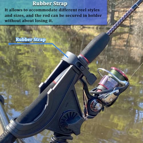 Kayak Track Fishing Rod Holder with Rubber Strap Easy Adjust and Remove