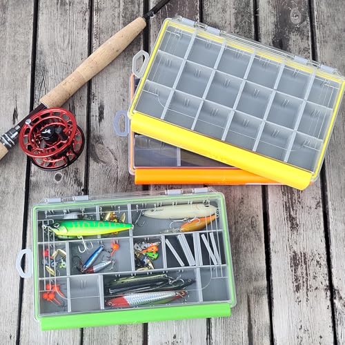 Waterproof Fishing Tackle Box Organizer with Removable Dividers Sturdy Lure Storage Box and Terminal Tackle Storage 3600 Tackle Trays (Orange(10.75”×7.13”×1.8”))