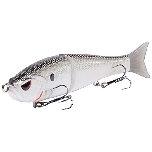 SwimShad Glide Baits Jointed Swimbait Bass Pike Salmon Trout Muskie Fishing Lure (White Shad / 7in/2.2oz)