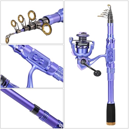 Fishing Rod and Reel Combos Carbon Fiber Telescopic Fishing Pole with Smooth Reel Combo Saltwater Freshwater Kit for Travel Fishing 1.8