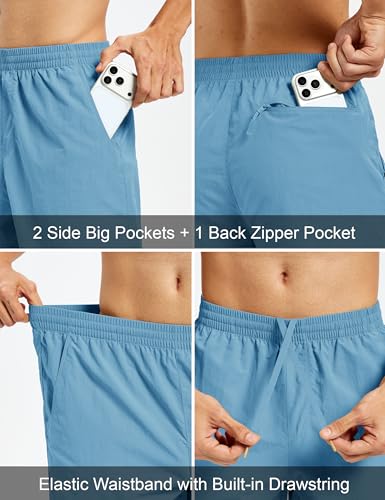 Men's Hiking Fishing Shorts UPF 50+ Quick Dry Lightweight 6" Summer Casual Shorts with Zipper Pockets SkyBlue (X-Large / Skyblue)