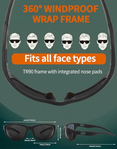 0.8 oz Polarized Sports Sunglasses for Men Women (Black Frame-gray Lens)