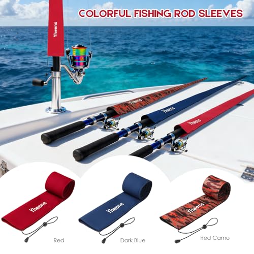 Neoprene Fishing Rod Sleeve Rod Socks for Fishing Poles Sleeve Rod Cover Rod Protector for Casting Spinning Trolling Fishing Rod Storage Durable (68" / Red 2PCS)