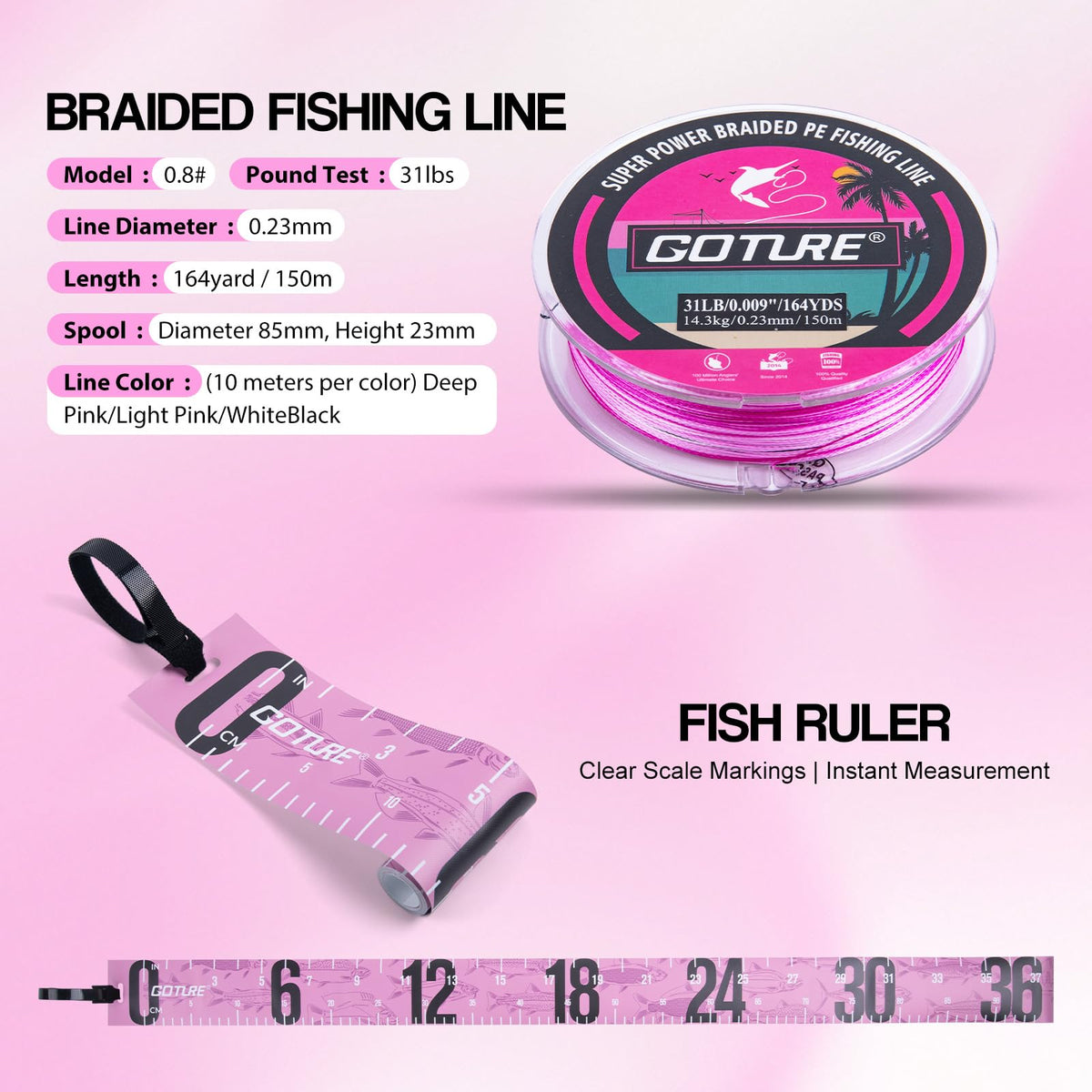 Pink Fishing Rod and Reel Combo (Pink Pole - Sparkling Sling Bag with 3600 Trays / 7FT/2.1M)