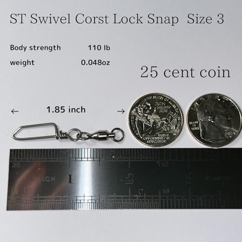 Ball Bearing Swivels with Coastlock Snap Fishing Swivel Made in Japan (#3 (110lb) 20pcs)