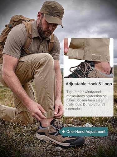 Mens Hiking Convertible Pants Zip Off Cargo Fishing Pants (Dark Khaki / 32)