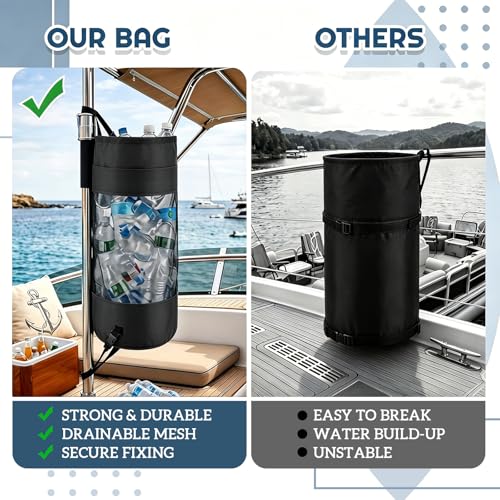 2 Pack Boat Trash Bag Mesh Garbage Holder (Black,Grey)