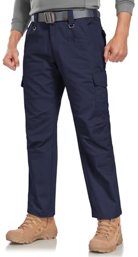 Cargo Pants for Mens Outdoor Light Weight Work Hiking Pants Breathable Stretch Relaxed Fit Comfy Summer Utility Tactical Fishing Pants with Elastic Waistband Dark Blue 36Wx30L (Dark Blue / 36W x 30L)