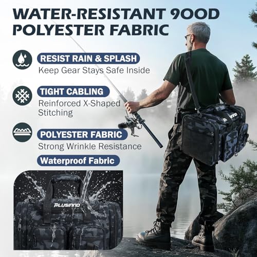 Tackle Bag Expandable Fishing Bag with fishing net for Saltwater & Freshwater (Tackle Bog with Lure tool &Fishing Net)