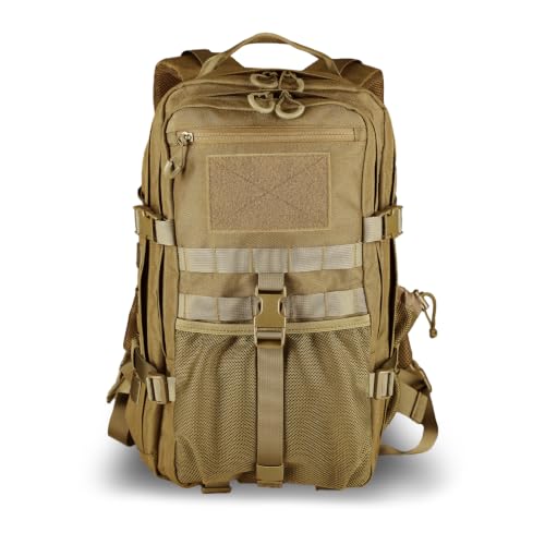 Military Tactical Backpack for Men 25L Molle Hiking Daypack (Coyote Brown)