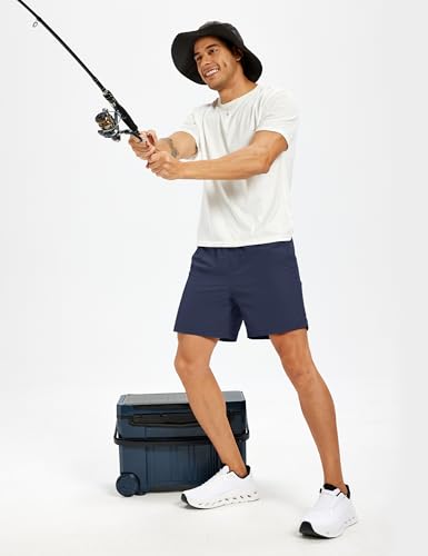 Men's Hiking Fishing Shorts UPF 50+ Quick Dry Lightweight 6" Summer Casual Shorts with Zipper Pockets Navy (XX-Large / Navy)