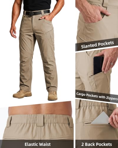 Men's Tactical Pants Ripstop Cargo Hiking Work Pants Kahai L Khaki (Large / Khaki)
