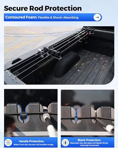 Aluminum Fishing Rod Holder for Truck Bed Holds 4 Fishing Rods (4 Rods for Truck Bed)
