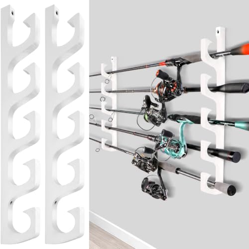 H5W Solid Wood Fishing Rod Holder (White / 1pack holds up 5 rods)