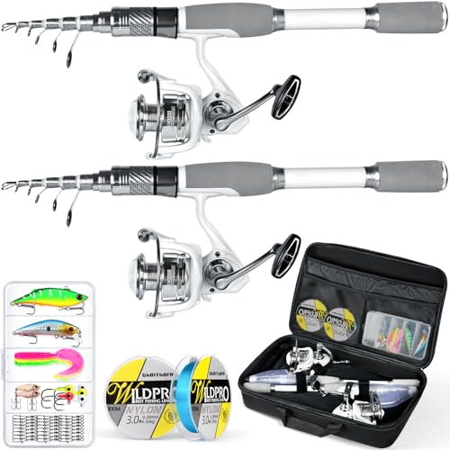 2 Pack Fishing Rod and Reel Combo Telescopic Fishing Pole (2.4m 8ft)
