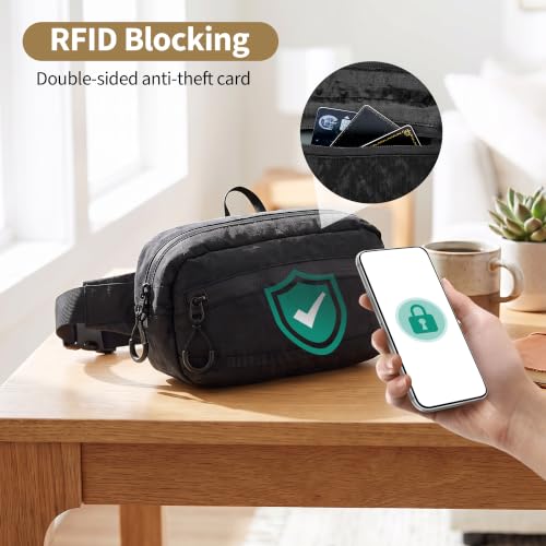 RFID Blocking Fanny Packs for Women and Men Waterproof Crossbody Waist Pack (Black)