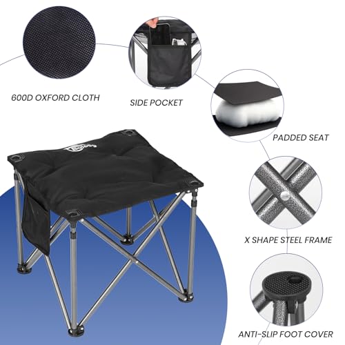 Oversized Padded Camping Stool (Black / 2 PACK)