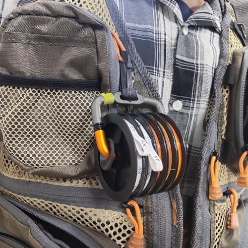 Fly Fishing Tippet Holder with Line Cutter (Matt gunsmoke + Matt orange color / Tippet Holder With 2 Cutters)