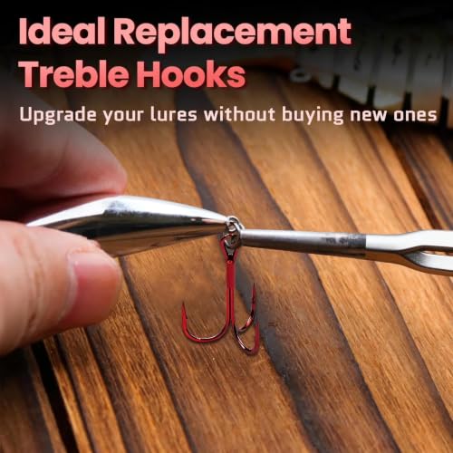 25/50/200pcs Treble Hooks Red, Replacement Hooks for Hard Lures (10#_25pcs)