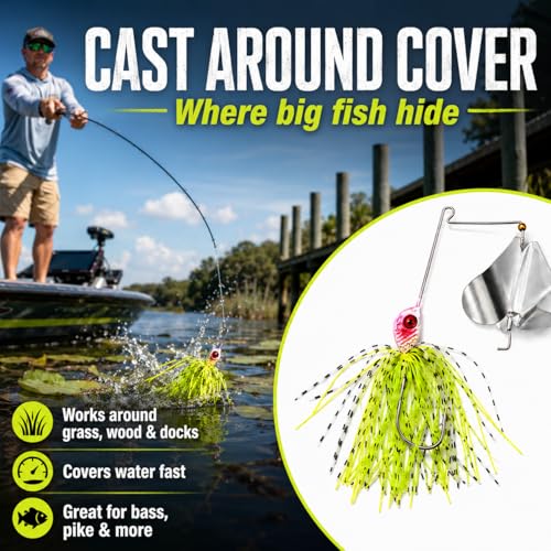Fishing Spinner Lures (multi color 5pk(black, yellow, green, red, white))
