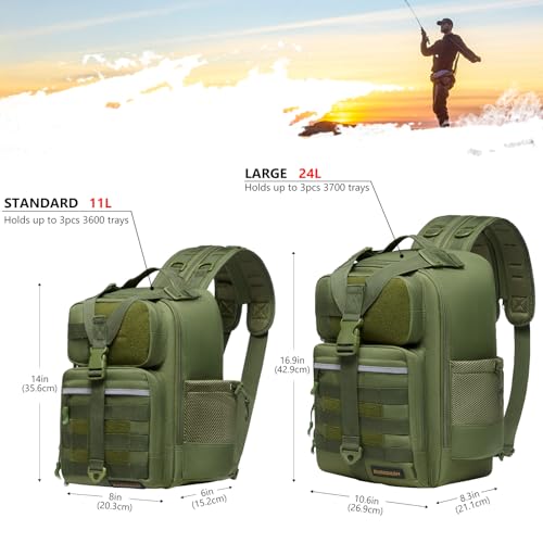 Convertible Fishing Backpack Sling Bag with Rod Holder